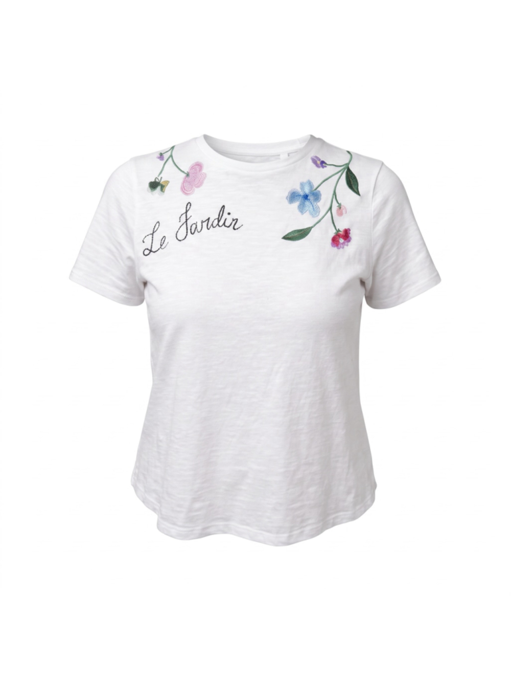 Cinq à Sept 3D Floral Vine Shrunken Tee White NWT Size M